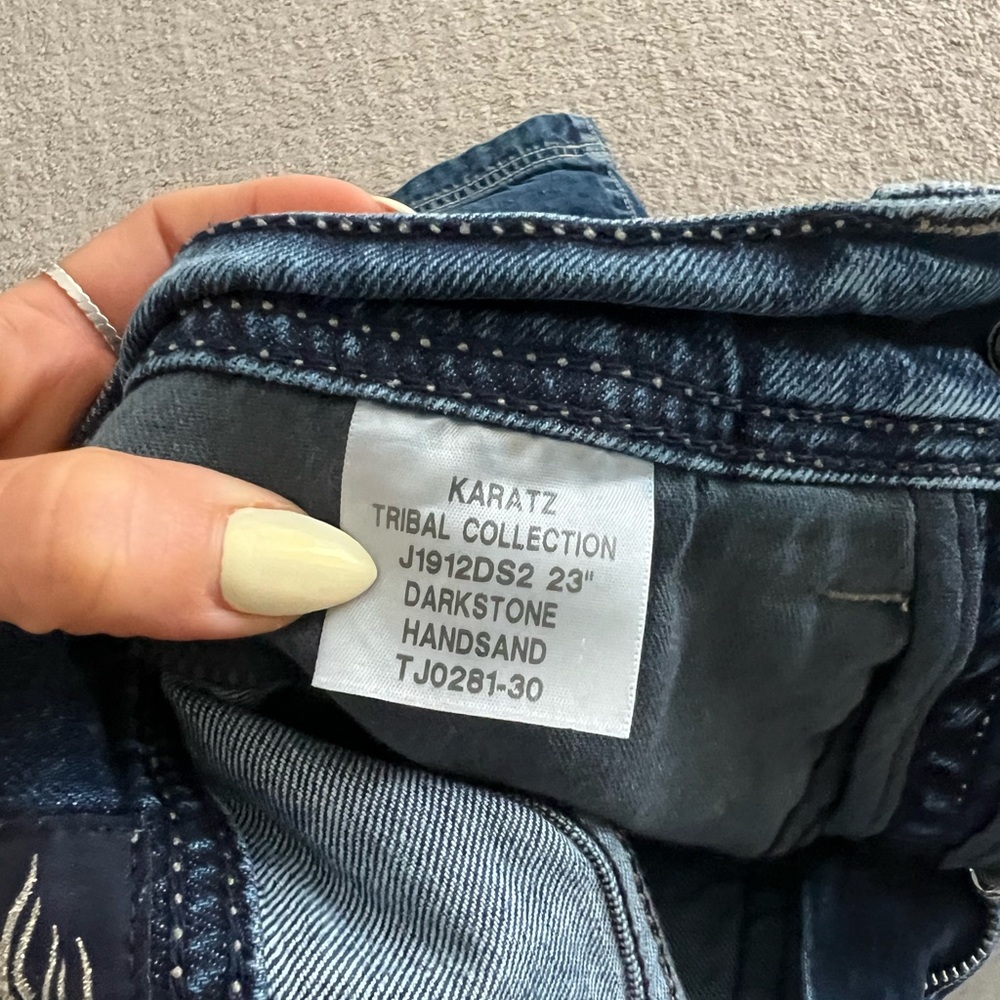JNCO Karatz 23" Wide Leg jeans in a Dark Stone wash. - Picture 7 of 8